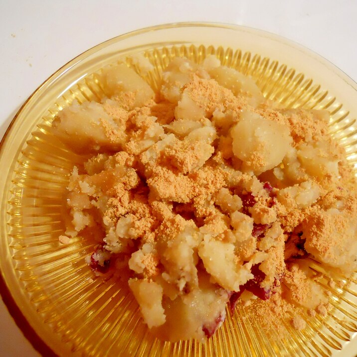 薩摩芋でおやつ　砂糖醤油　きな粉がけ